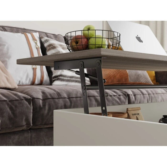Table basse relevable rectangulaire avec rangement 94 x 60 cm