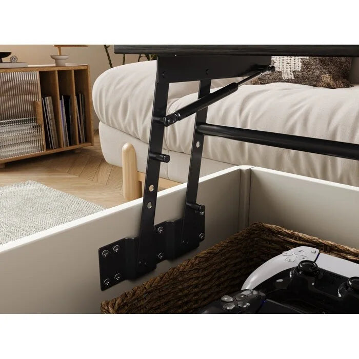 Table basse relevable rectangulaire avec rangement 94 x 60 cm