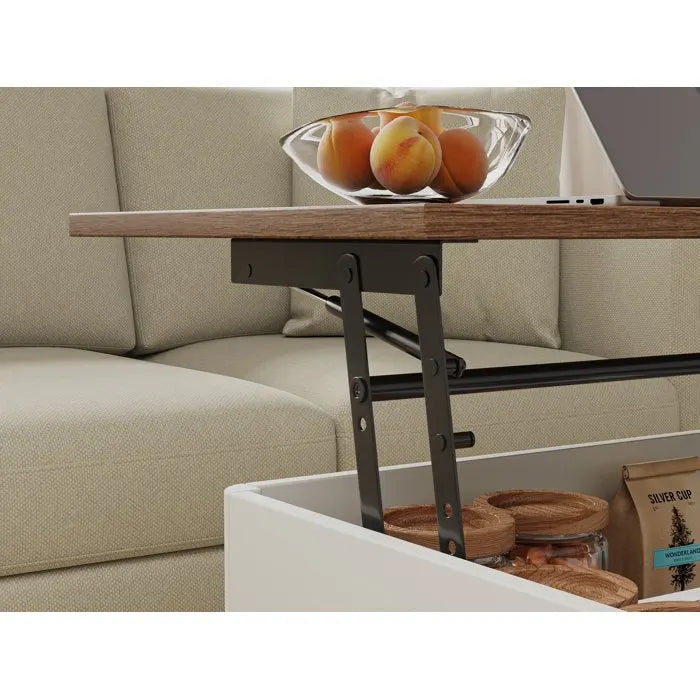 Table basse relevable rectangulaire avec rangement 94 x 60 cm