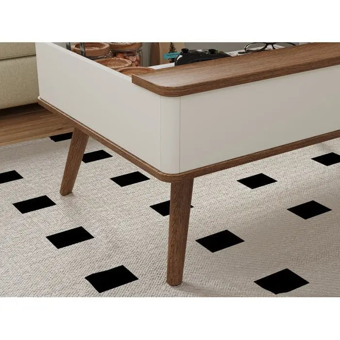 Table basse relevable rectangulaire avec rangement 94 x 60 cm