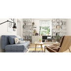 Banc de rangement à chaussures blanc pour entrée avec coussin noir et tiroirs