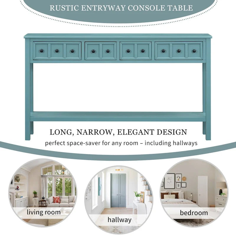 Console d'entrée rustique avec tiroirs et étagère inférieure