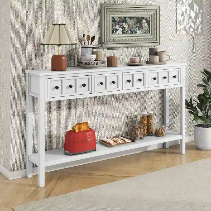 Console d'entrée rustique avec tiroirs et étagère inférieure
