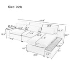 Canapé modulaire d'angle avec coussins de dossier amovibles et espace de rangement