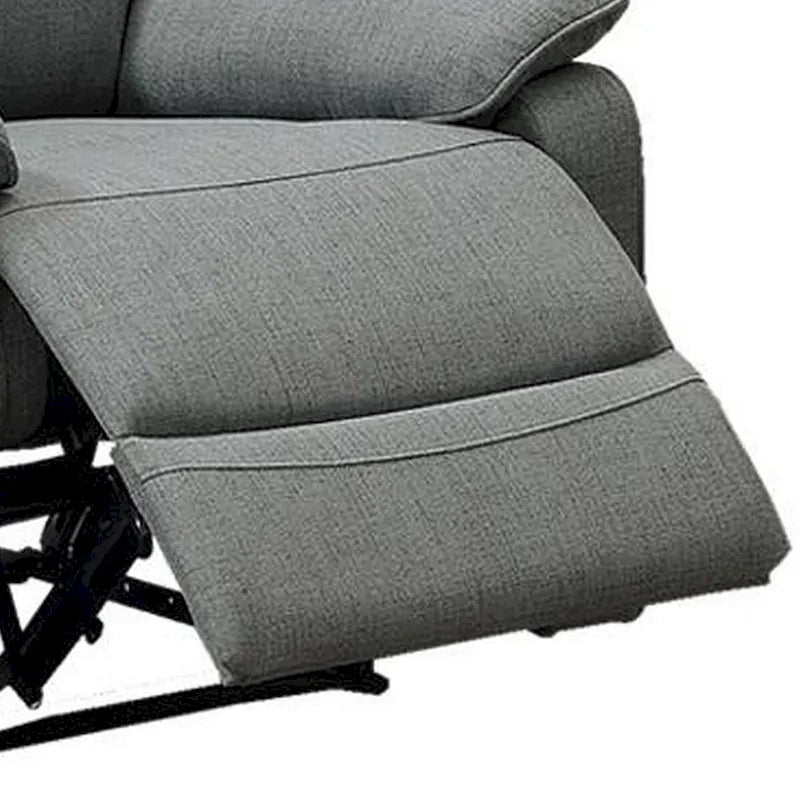 Fauteuil inclinable manuel de 35 pouces, en toile de jute grise, avec siège rembourré et bois massif