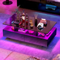 Table basse moderne brillante avec tiroirs et lumières LED pour le salon