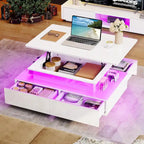 Table basse moderne brillante avec tiroirs et lumières LED pour le salon