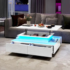 Table basse moderne brillante avec tiroirs et lumières LED pour le salon