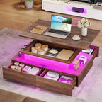 Table basse moderne brillante avec tiroirs et lumières LED pour le salon