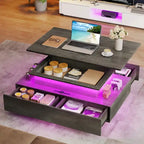 Table basse moderne brillante avec tiroirs et lumières LED pour le salon