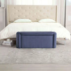 Banc de bout de lit, Pouf de rangement rembourré en tissu avec charnière de sécurité, Repose-pieds rembourré pour entrée,