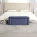Banc de bout de lit, Pouf de rangement rembourré en tissu avec charnière de sécurité, Repose-pieds rembourré pour entrée,