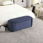 Banc de bout de lit, Pouf de rangement rembourré en tissu avec charnière de sécurité, Repose-pieds rembourré pour entrée,