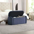 Banc de bout de lit, Pouf de rangement rembourré en tissu avec charnière de sécurité, Repose-pieds rembourré pour entrée,