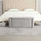 Banc de bout de lit, Pouf de rangement rembourré en tissu avec charnière de sécurité, Repose-pieds rembourré pour entrée,