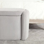 Banc de bout de lit, Pouf de rangement rembourré en tissu avec charnière de sécurité, Repose-pieds rembourré pour entrée,