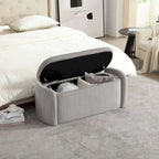 Banc de bout de lit, Pouf de rangement rembourré en tissu avec charnière de sécurité, Repose-pieds rembourré pour entrée,