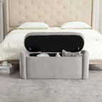 Banc de bout de lit, Pouf de rangement rembourré en tissu avec charnière de sécurité, Repose-pieds rembourré pour entrée,