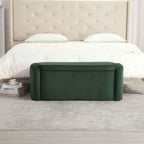Banc de bout de lit, Pouf de rangement rembourré en tissu avec charnière de sécurité, Repose-pieds rembourré pour entrée,
